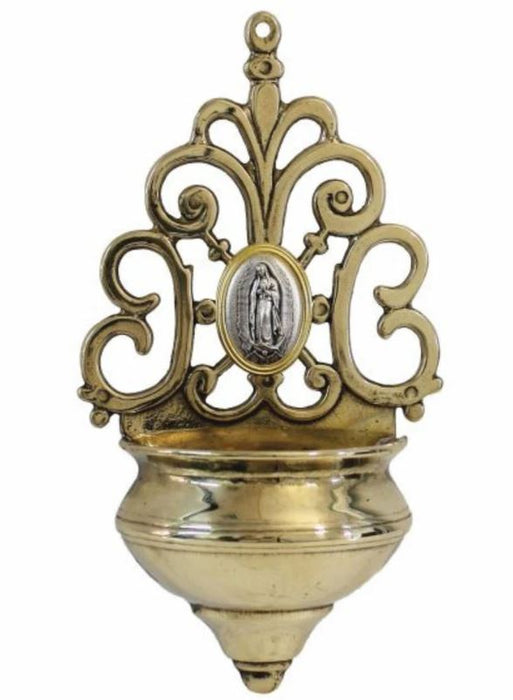 Holy Water Font with Our Lady of Guadalupe Medal