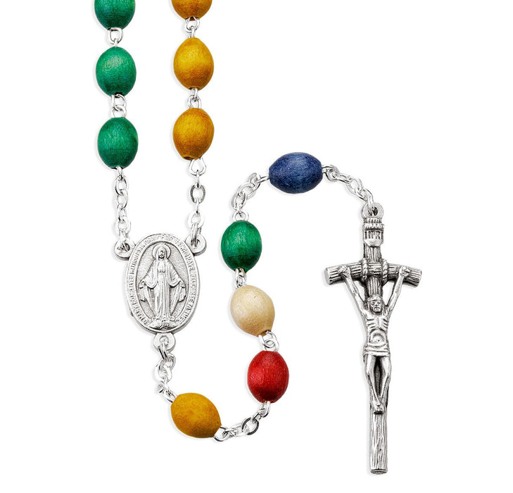 World Mission Rosary Oval Wood Beads