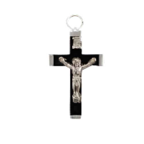 Crucifix - Black Wood and Metal ends - 1.25"