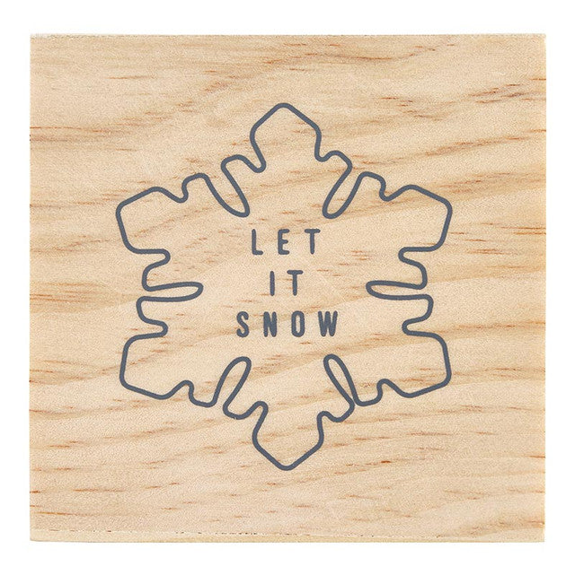 Ceramic Snowflake Ornament In Wood Box "Let It Snow"