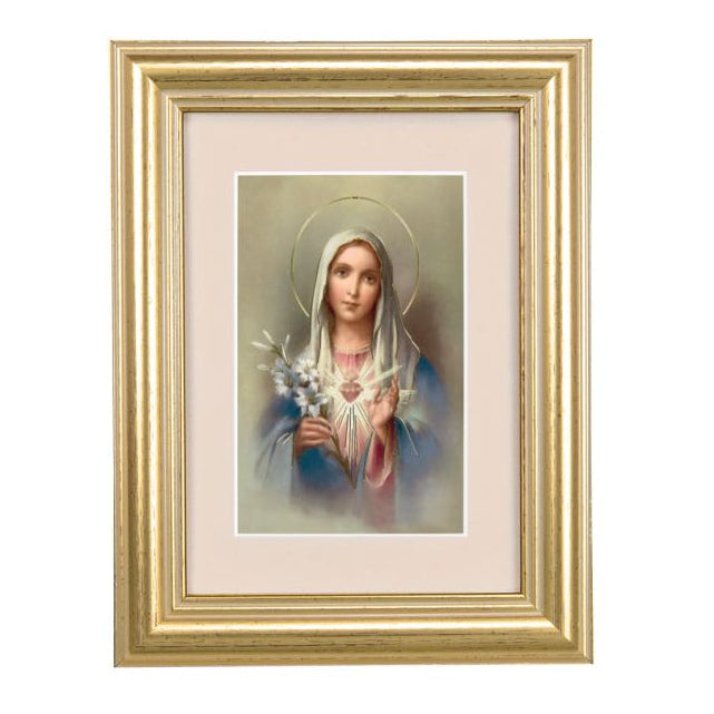 Immaculate Heart in Gold Leaf Frame with Cream Matte