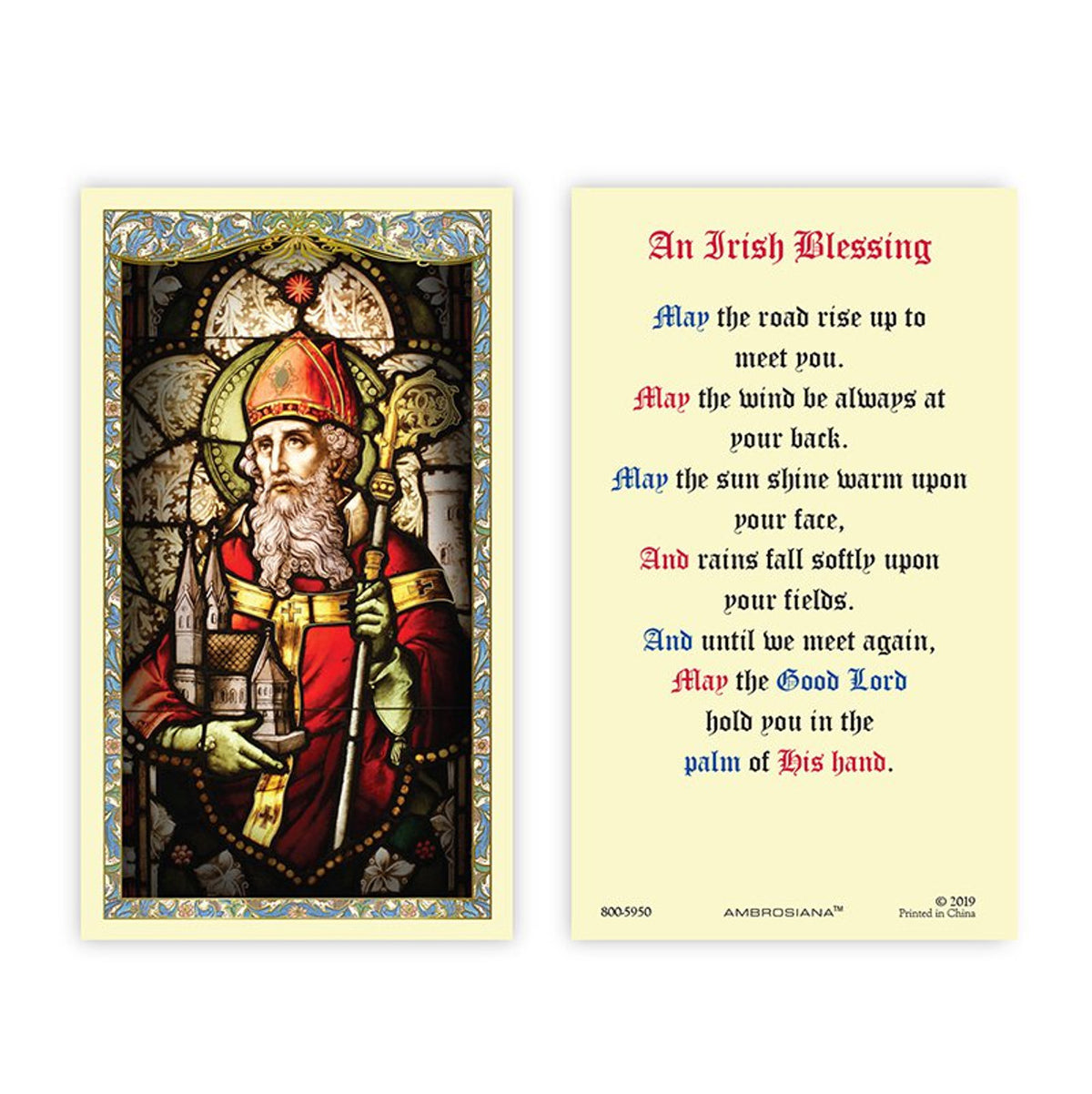 Saint Patrick Laminated Holy Card — Gospa Missions