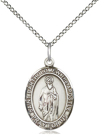 St Bartholomew Oval Sterling Medal on 18" chain