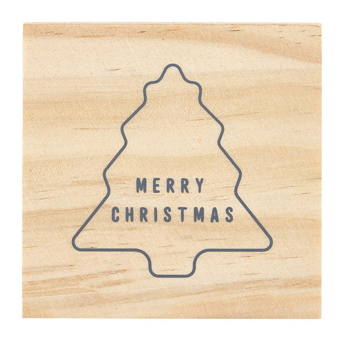 Ceramic Tree Ornament In Wood Box "Merry Christmas"