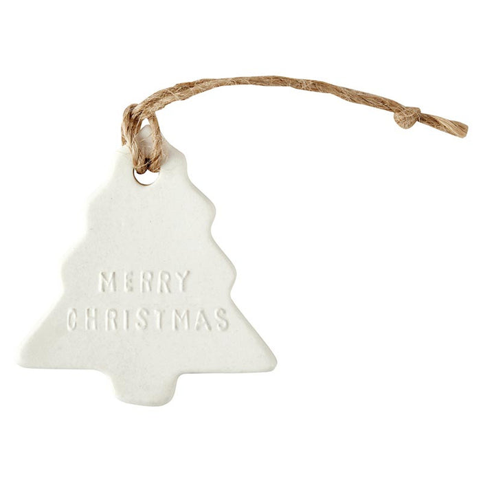 Ceramic Tree Ornament In Wood Box "Merry Christmas"