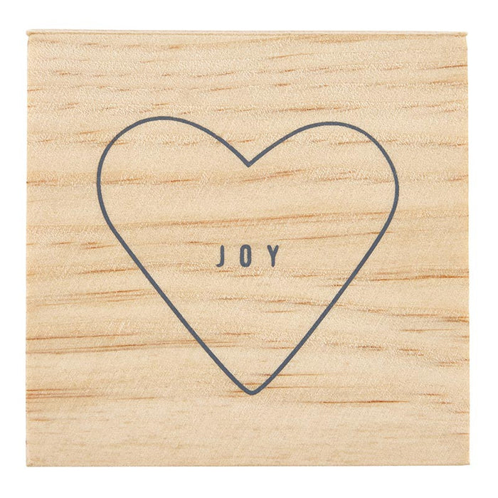 Ceramic Heart Ornament In Wood Box "Joy"