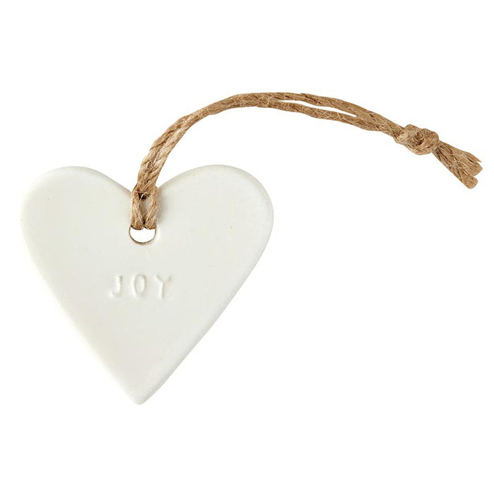 Ceramic Heart Ornament In Wood Box "Joy"