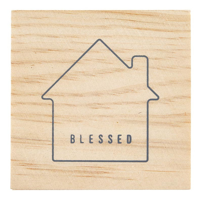 Ceramic Home Ornament In Wood Box "Blessed"