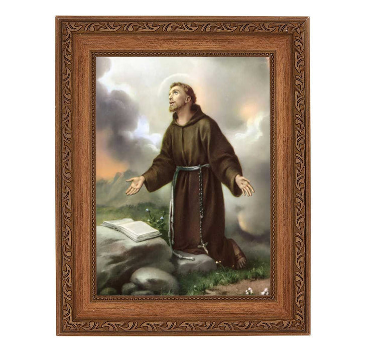 St Francis of Assisi in 8.25" x 10.25" Ornate Wood Frame