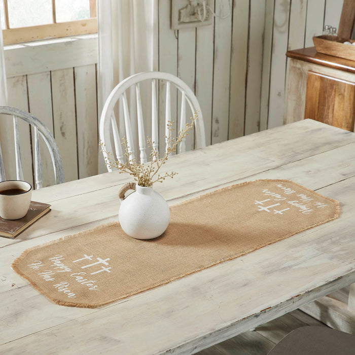 Jute Burlap Happy Easter Table Runner 12" x 36"