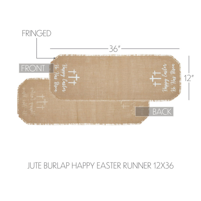 Jute Burlap Happy Easter Table Runner 12" x 36"