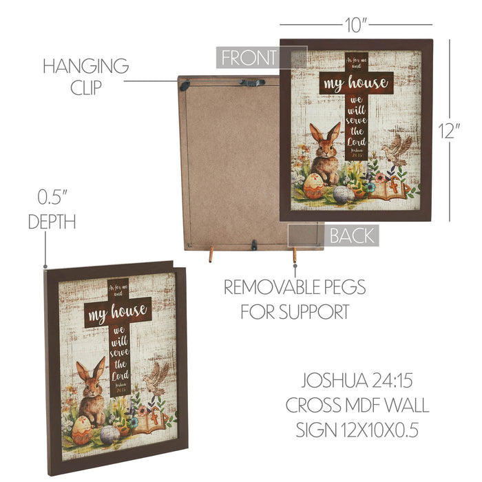 Bunny and Cross MDF Wall Sign 12" x 10"