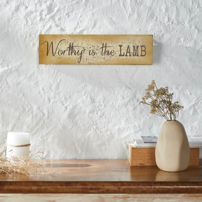 Worthy Is The Lamb MDF Wall Sign 4" x 15" x 1"