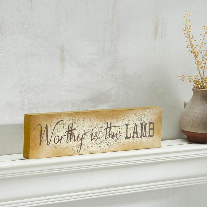 Worthy Is The Lamb MDF Wall Sign 4" x 15" x 1"