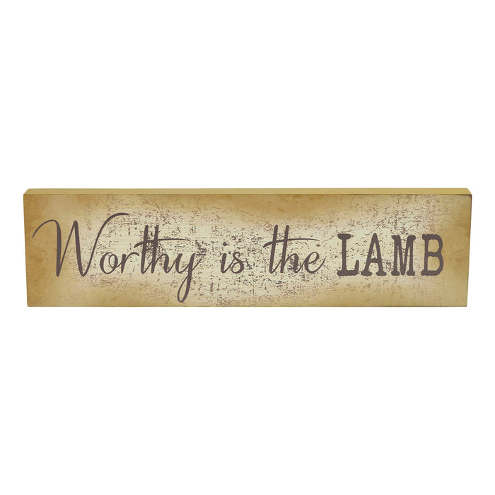 Worthy Is The Lamb MDF Wall Sign 4" x 15" x 1"