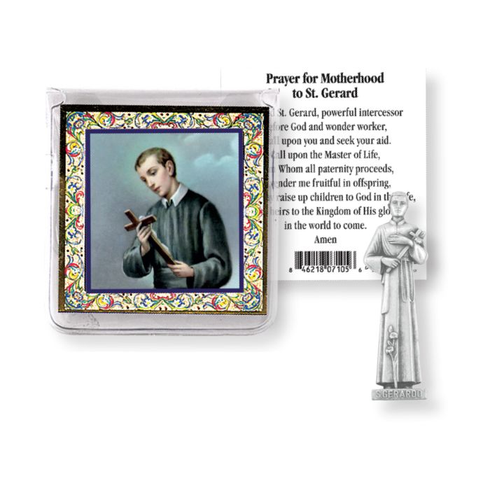 St Gerard Pocket Statue with Holy Card in a Clear Pouch