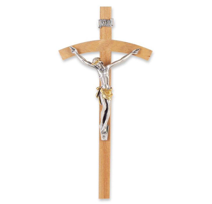 8" Oak Crucifix with a Silver and Gold Finish Corpus