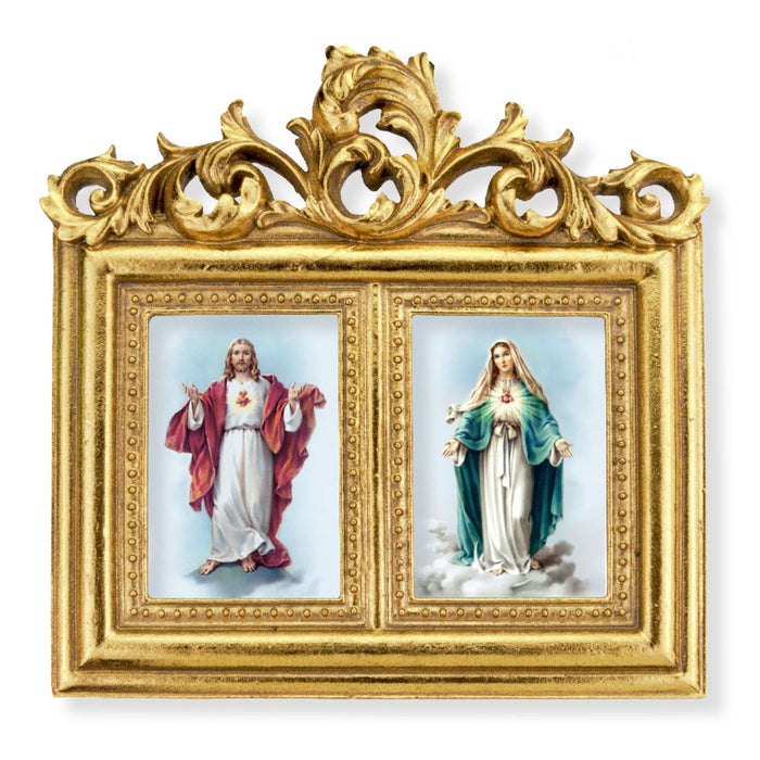 Sacred and Immaculate Hearts 8" x 7.5" Double Acanthus Leaf Frame