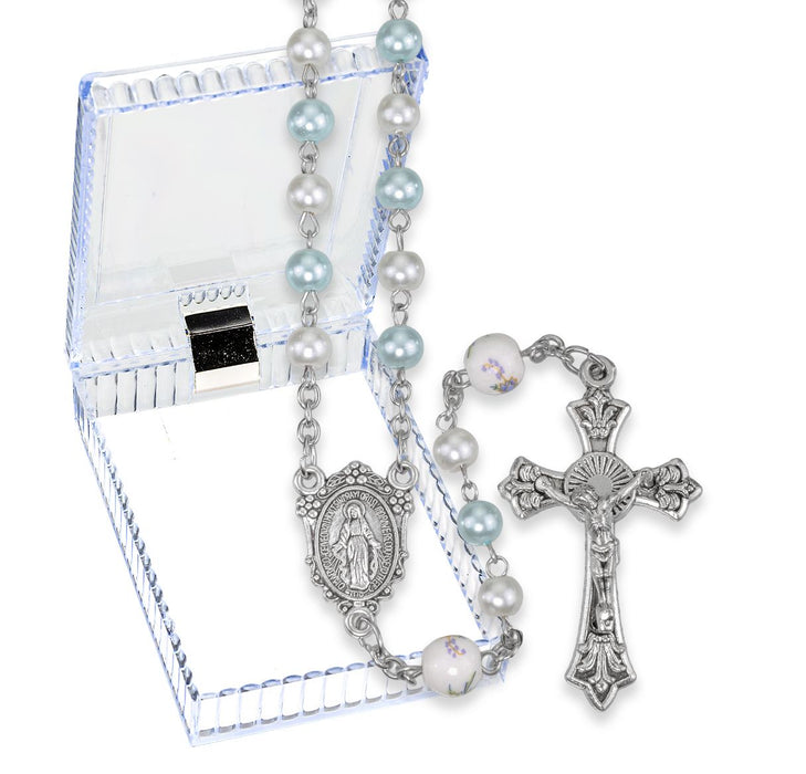 Rosary 6mm Glass Blue Pearl Beads