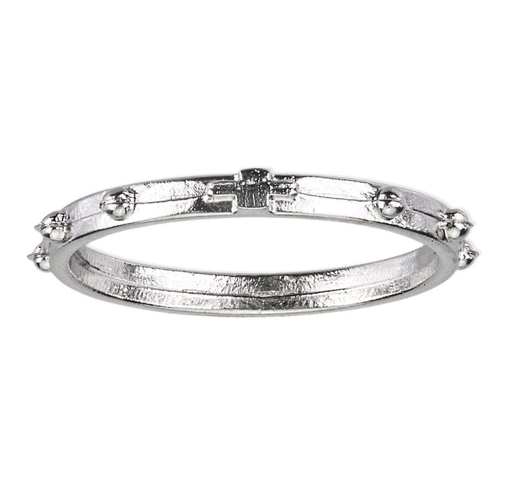 Large Silver Tone Rosary Ring