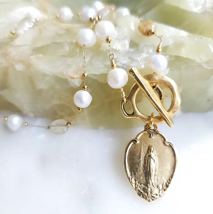 Awesome Wonder Unique Mary Necklace in Neutral