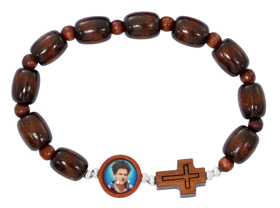 BRACELET CARLO ACUTIS BROWN WOOD BEADS