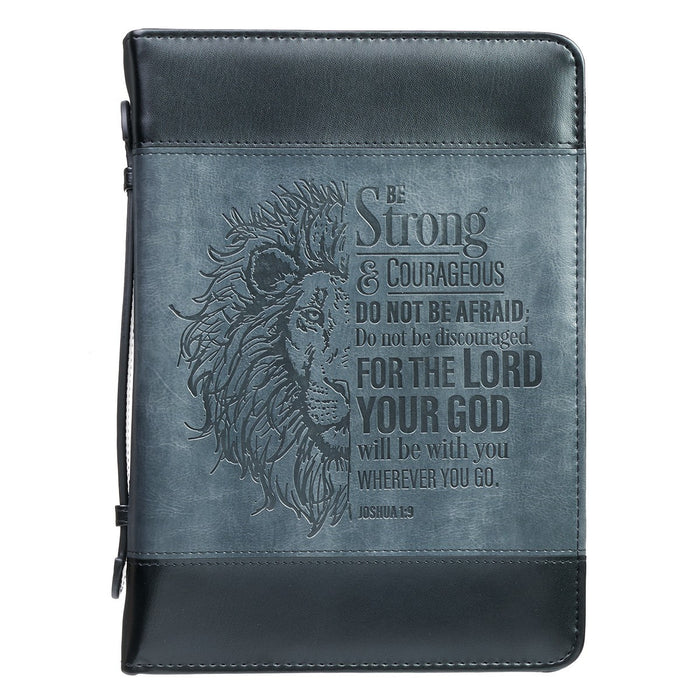 Bible Cover (M) "Be Strong" Lion Faux Leather