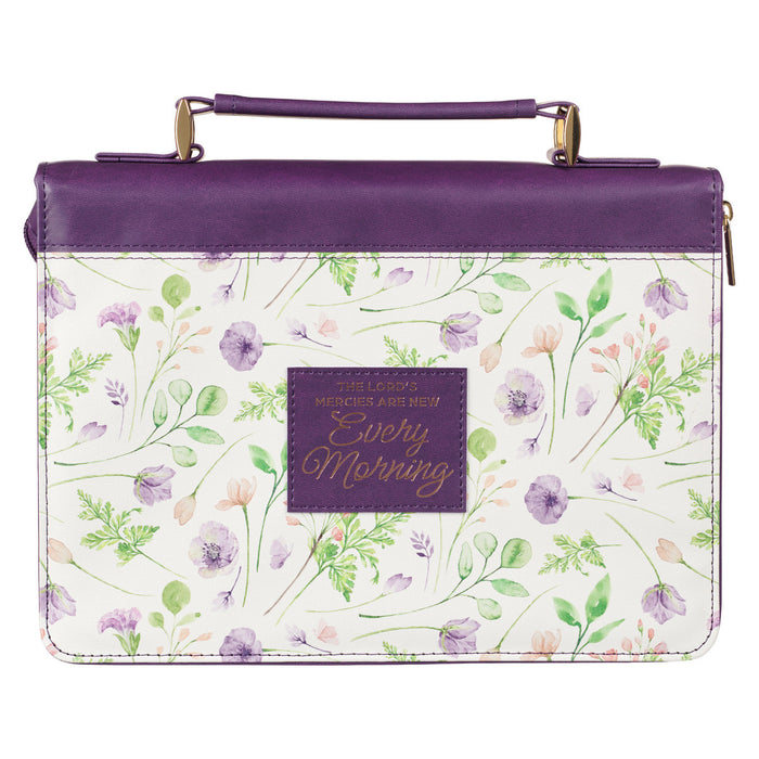 Bible Cover (M) "New Mercies Every Morning" Purple Floral