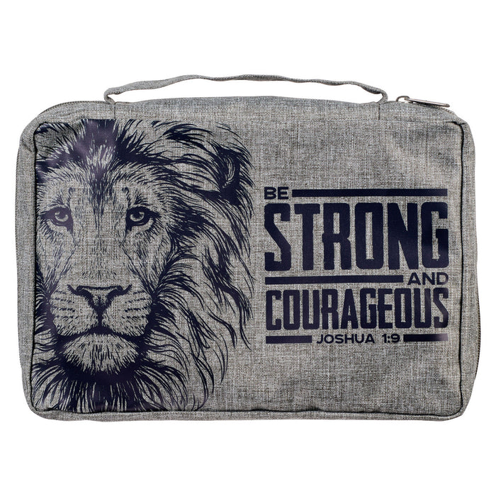 Bible Cover (M) "Strong & Courageous" with Lion