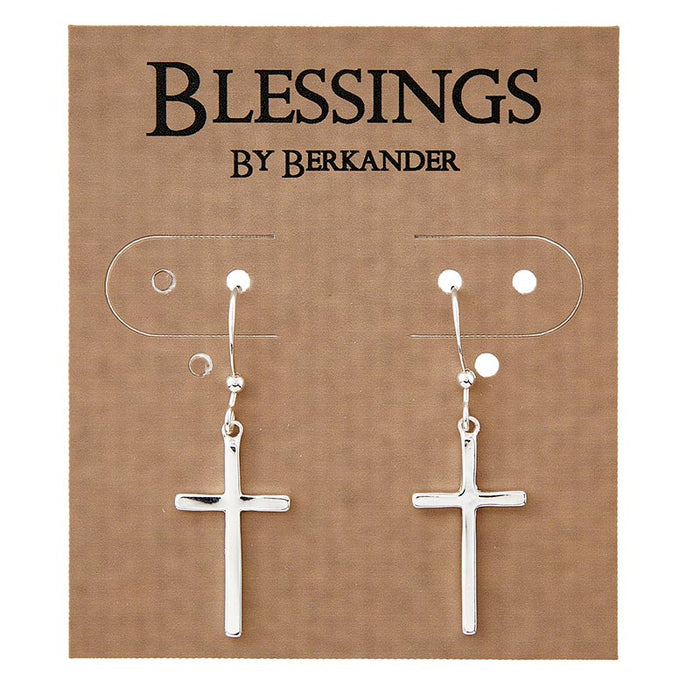 EARRINGS - SILVER PLATE CROSS DANGLE