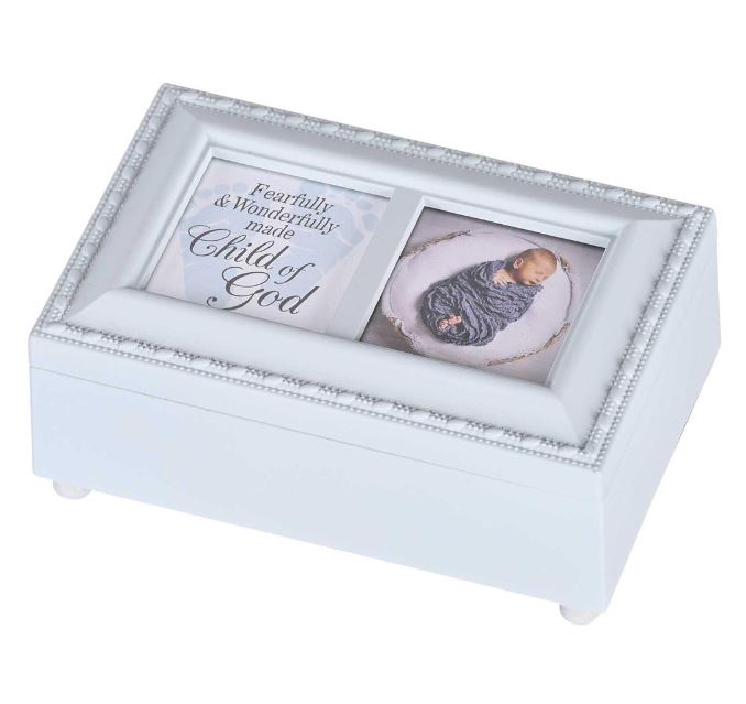 Music Box Baptism Blue Child of God 6" x 4"