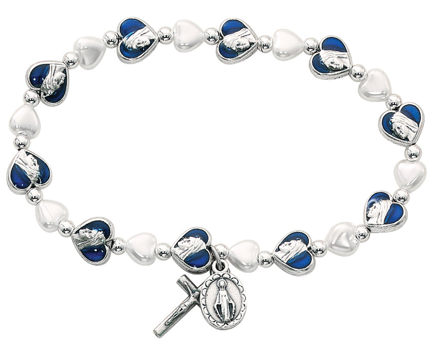 BRACELET MIRACULOUS BLUE ENAMEL & PEARL STRETCH