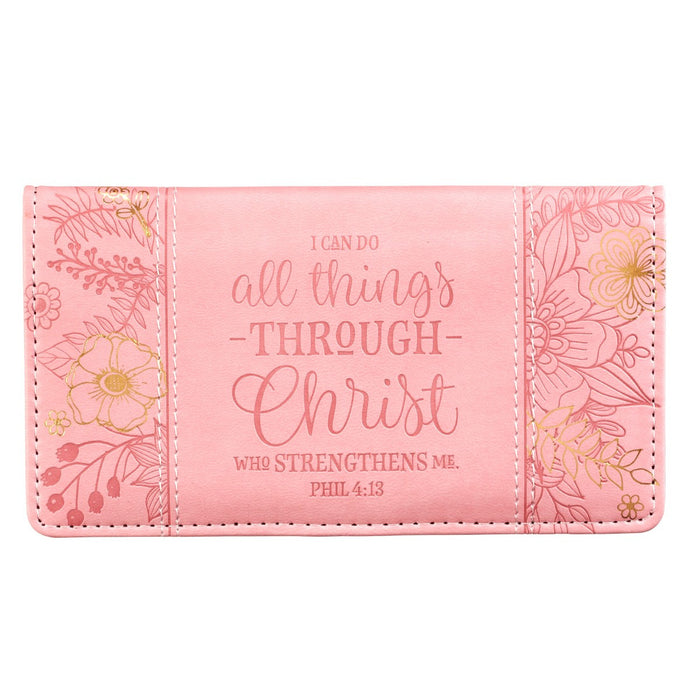 Checkbook Cover "Can Do All Things In Christ" Pink