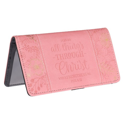 Checkbook Cover "Can Do All Things In Christ" Pink