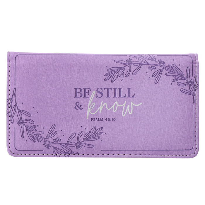 Checkbook Cover "Be Still & Know" Lilac Purple