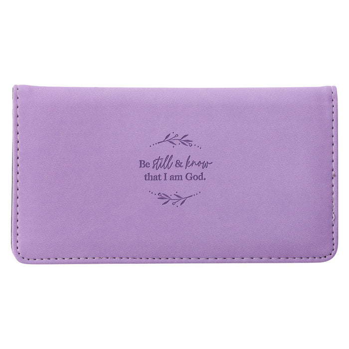 Checkbook Cover "Be Still & Know" Lilac Purple