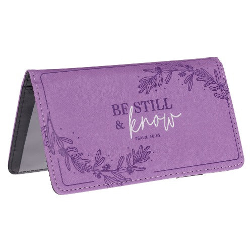 Checkbook Cover "Be Still & Know" Lilac Purple