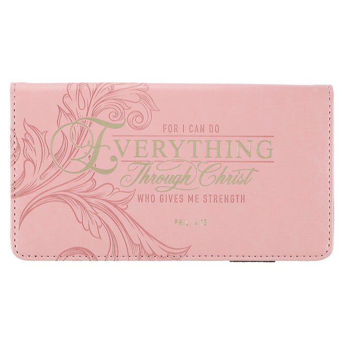 Checkbook Cover "Through Christ" Pink