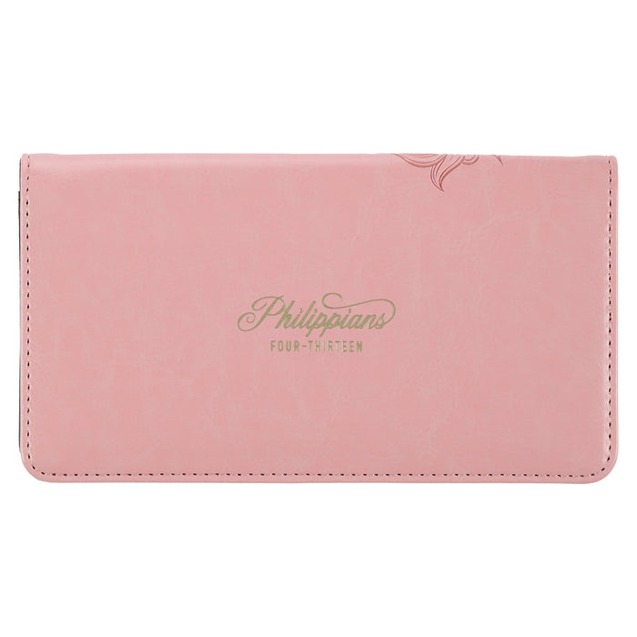 Checkbook Cover "Through Christ" Pink