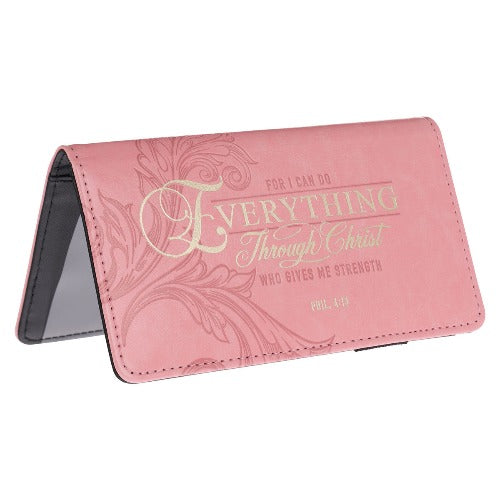 Checkbook Cover "Through Christ" Pink