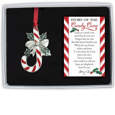 ORNAMENT - THE STORY OF THE CANDY CANE - 3" METAL AND ENAMEL