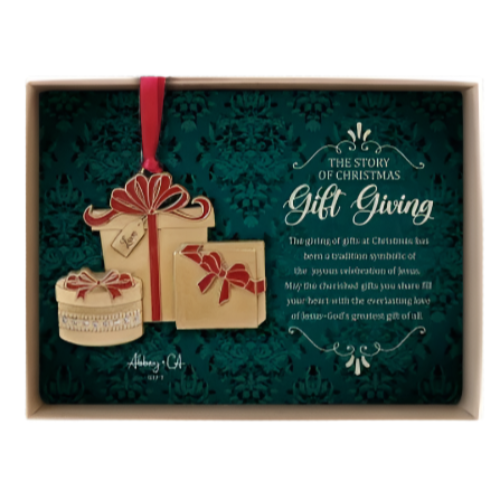 ORNAMENT - THE STORY OF CHRISTMAS GIVING - 3" X 2.5"