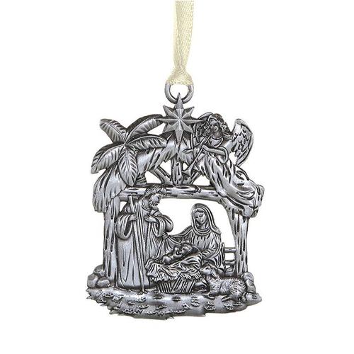 Ornament Nativity Stable Scene Metal