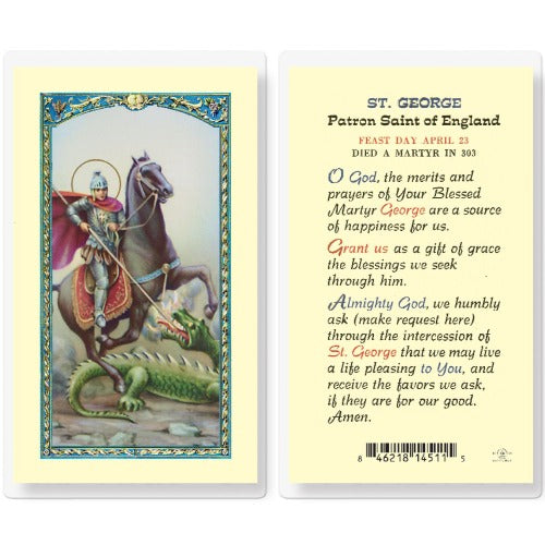 PRAYER TO ST GEORGE HOLY CARD