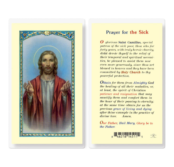 Prayer for the Sick with Healing Christ Image Holy Card