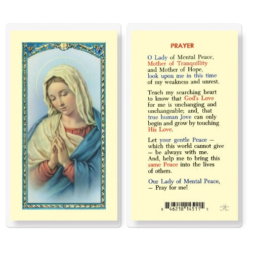 OUR LADY OF MENTAL PEACE HOLY CARD