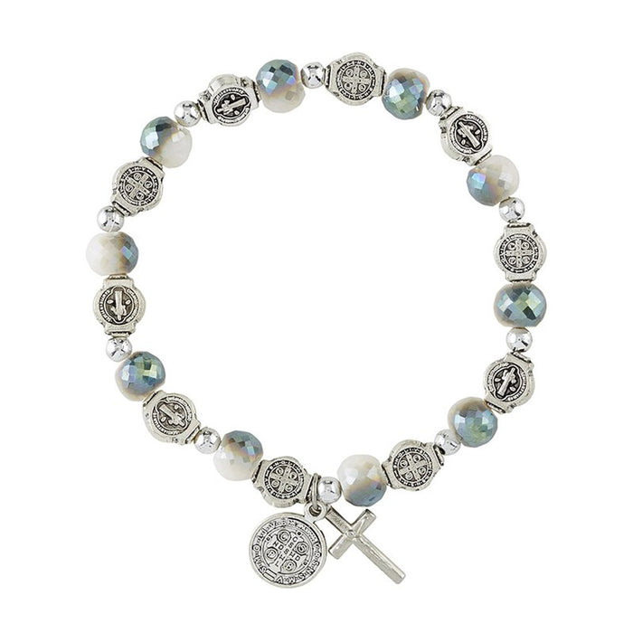 St. Benedict Faceted Bead Medal Bracelet