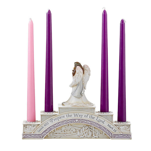 Advent Wreath Angel with Baby Jesus and Bethlehem Scene