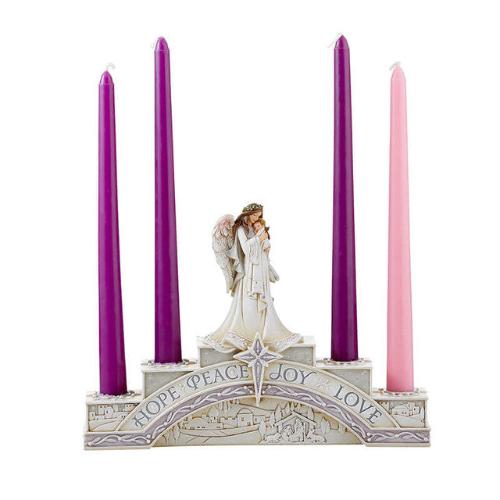 Advent Wreath Angel with Baby Jesus and Bethlehem Scene