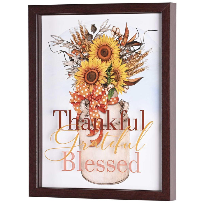 "Thankful, Grateful, Blessed" on Glass in 11 x 17 Frame